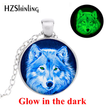 New Arrival Glowing Blue Wolf Necklace Blue Wolf Pendant Loyalty Jewelry Glowing Necklace Glass Cabochon Dome Pendant 2024 - buy cheap