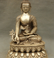 Estatua del cuenco del Buda, estatua del dragón del templo de plata de 14 pulgadas, Shakyamuni, medicina 2024 - compra barato