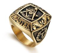 Anel masculino de titânio com jóias da moda, alta qualidade, vintage, anel mestre, maçônico, livre de conserva, presente de joia, 10 tamanhos 2024 - compre barato