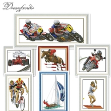 Racing cross stitch kit aida 14ct 11ct count printed canvas stitches embroidery DIY handmade needlework 2024 - buy cheap