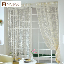 NAPEARL Leaves Vine Jacquard Draped White Cream Simple Design Curtains for Bedroom Windows Transparent Tulle Curtain Ready Made 2024 - buy cheap