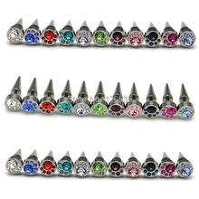 8MM width Moon-shaped Cone six drill titanium steel punk Men earrings 11 colors for choose 2024 - buy cheap