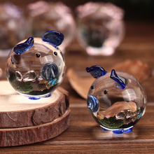 Mini figuritas de cerdo de cristal para parejas, artesanía de pisapapeles de cristal para regalos de cumpleaños 2024 - compra barato