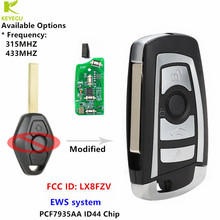 KEYECU Replacement EWS Modified Flip Remote Key 315MHZ/433MHZ With 7935AA ID44 Chip for BMW 1998-2009 HU92 Blade - LX8 FZV 2024 - buy cheap