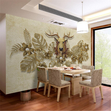 Papel pintado beibehang personalizado 3d hoja dorada joya flor alce 3d fresco Sala sofá dormitorio estudio Pared de TV 2024 - compra barato