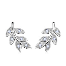 New Simple Fashion 925 Sterling Silver Leaf Olive Branch Stud Earrings Prevent Allergy Brincos Piercing Ear Jewelry 2024 - buy cheap