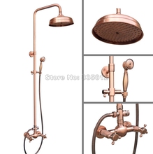 Cabezal de ducha de cobre rojo antiguo para baño, juego de grifería de 8 ", doble manija, mezclador, ducha de mano, Wrg521 2024 - compra barato