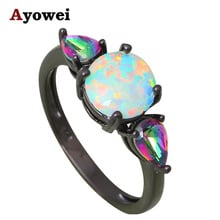 Appealing Rainbow Crystal Rings for Party White Fire Opal Silver Stamped Fashion Jewelry Rings USA sz #6#7#8#9#10 OR786A 2024 - buy cheap