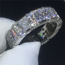 Anel em formato de t da moda, pedra brilhante, anel feminino de prata, para casamento, noivado, joias para dedos 2024 - compre barato
