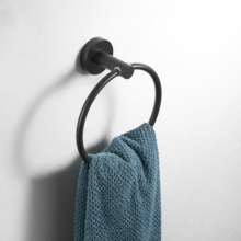 Toallero de acero inoxidable SUS 304, soporte negro para toallas, anillo redondo montado en la pared, estante para toallas, accesorios de baño 2024 - compra barato