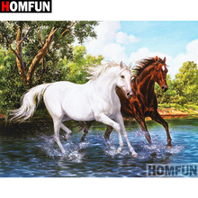 HOMFUN taladro cuadrado/redondo completo 5D DIY pintura de diamante "paisaje de caballo" bordado punto de cruz 3D decoración del hogar A10385 2024 - compra barato