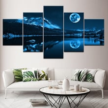 diy diamond painting kits 5 Pieces Abstract Blue Moon Night Sceneic Room Decor Wall Art diamond Embroidery crafts full drill 2024 - buy cheap