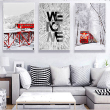 Lienzo nórdico moderno para decoración del hogar, pintura de arte nórdico para Paisaje nevado de pared, paisaje natural, sala de estar y dormitorio 2024 - compra barato