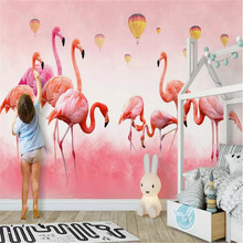 Parede de fundo de pena de flamingo pintado à mão, papel de parede personalizado, cobertura grande para interiores, mural de fotos, parede 2024 - compre barato