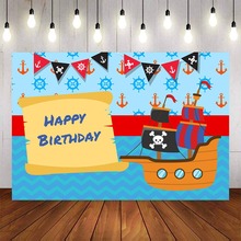 Photography Background Caribbean Pirate Ship Birthday Flag Party Baby Kids Children Decor Photocall Backdrop Photo Studio 2024 - buy cheap