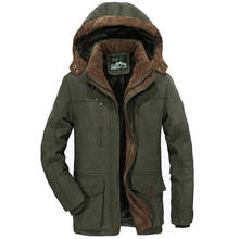 Новая зимняя парка, Мужская ветровка, плюс вельветовое теплое пальто с капюшоном, Мужская Утепленная флисовая хлопковая куртка, размер 5XL 6XL, военная верхняя одежда 2024 - купить недорого