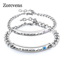 ZORCVENS-pulsera de boda de acero inoxidable para mujer y hombre, brazalete con piedra CZ 316L, envío directo 2024 - compra barato