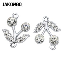 JAKONGO Sliver Plated Crystal Cherry Charm Connectors fit Jewelry Making Bracelet Findings Accessories DIY 22x17mm 2024 - buy cheap