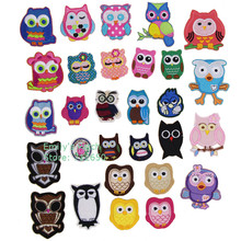 Free shipping 10 pcs cute owls animal Embroidered patches iron on cartoon Motif Applique clothing bag hat shoe phone accessory 2024 - buy cheap