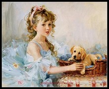 Needlework for embroidery DIY X-stitch DMC High Quality - Counted Cross Stitch Kits 14 ct Oil painting - Puppy Love 2024 - buy cheap