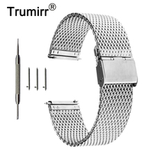 Milanese Watch Band Quick Release for Asus Zenwatch 1 2 22mm Pebble Time / Steel Stainless Steel Strap Bracelet Black Silver 2024 - buy cheap