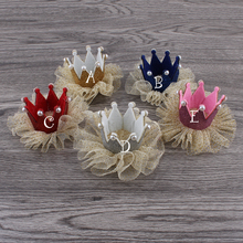 120pcs/lot 5colors Newborn 3D Felt Baby Crown+Chiffon Flower for Girl Hair Accessories Glitter Felt Crown For First Birthday Hat 2024 - buy cheap