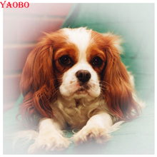 Pintura de diamante redonda completa quadrada 5d diy cavalgar king charles spaniel kit de mosaico de bordado com ponto cruz decoração de casa 2024 - compre barato