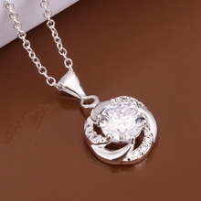 wholesale fine silver plated necklace fashion jewelry chain white rhinestone necklaces & pendants women men collar SN471 2024 - buy cheap