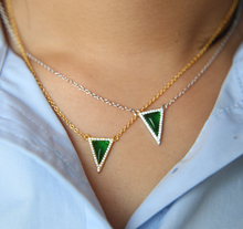 promotion 100% 925 sterling silver High quality green stone triangle cz choker chain silver necklace 2024 - buy cheap