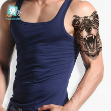 Rocooart-tatuagem temporária masculina, adesivo de braço e manga para desenho de lobo e tigre, à prova d'água, totem de coruja, tribo e animais 2024 - compre barato