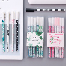 Lote de 6 unidades de bolígrafos de Gel con diseño de flamenco, plantas verdes, Sakura, y la Oficina para la escuela, regalo promocional 2024 - compra barato