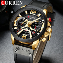 CURREN Mens Watches Top Brand Luxury Fashion Casual Waterproof Chronograph Date Genuine Leather Sport Military Male Clock 8329 2024 - buy cheap