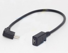 100pcs/lot  25CM 90 Degree Left Angle Micro USB Male to Micro USB Female Extension Cable 2024 - buy cheap