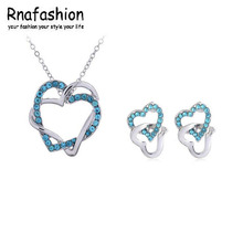 No Minimum Order Korean fashion wild double peach heart necklace wrapped earrings two sets + Heart to Heart For Women Jewellery 2024 - buy cheap