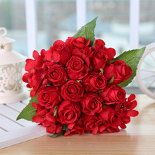 YO CHO de flores artificiales para bodas, Hortensia roja y rosa, decoración del hogar, decoración de pared de boda blanca, 12 cabezas 2024 - compra barato
