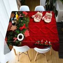 3D Tablecloth Red Christmas Tree Theme Dustproof Thicken Cotton Rectangular/Round Table Cloth for Wedding 2024 - buy cheap