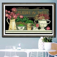 Pacote bordado Cruz Alta Qualidade Stitch Kits Rose Paris Flor Frete Grátis 2024 - compre barato