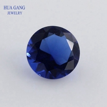 Free Shipping Size 1.0-15mm Color Royal Blue Round Shape Machine Cut Loose Glass Stone Synthetic Gems For Jewlry 2024 - buy cheap