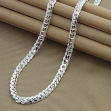 chains collar Free Shipping N925 Sterling Silver color Necklace Fashion Cute 5mm Silver color Jewelry Necklace Chains Pendant 2024 - buy cheap