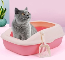 Hot PP Cat litter bowl anti-splash double-layer semi-closed sand basin L/XL cat toilet pot pull small cat supplies With shovel 2024 - buy cheap