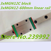Guía lineal MGN12 L600mm de 12mm, carril lineal con bloque de carruajes lineales MGN12C para impresora CNC DIY y 3D XYZ cnc 2024 - compra barato