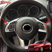 Cubierta del Panel del volante embellecedor de interruptor de botón, decoración de estilo de coche para Mazda 3 Axela BM 2014 2015 2016 Hatchback Sedan 2024 - compra barato