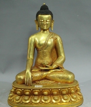 Cuenco de Buda Shakyamuni Sakyamuni, Base de Loto de Oro de 24K, bronce Budista Tibetano de 12 pulgadas 2024 - compra barato