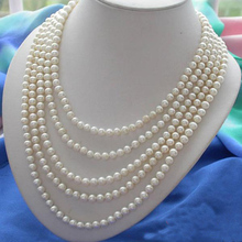 Encantadora joyería de perlas largas, 100 pulgadas AA 6-7 MM Color blanco redondo collar de perlas de agua dulce, regalo de boda para mujer hecho a mano 2024 - compra barato