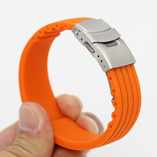 Pulseira de borracha, 18mm 20mm 22mm 24mm, forte flexibilidade casual para relógio masculino e feminino, pulseira de silicone laranja e azul 2024 - compre barato
