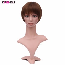 Girlshow 10" Black to Dimgray Bob Hairpiece Short Synthetic Wig With thin Bang Style#GS-2087, 90g/pc 2024 - buy cheap