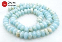 Qingmos 4*8mm Blue Rondelle Natural Amazonite Stone Beads for Jewelry Making Necklace Bracelet DIY 15'' Los688 Free Shipping 2024 - buy cheap