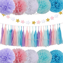 Party Decorations Supplies Star Paper Garland Banner Tissue Paper Flowers PomPoms Tassel Garland for Wedding Kids Birthday Party 2024 - buy cheap