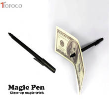 Tofoco close-up novo truque mágico bola caneta marca preto brinquedo mágico através de bill penetração dólar bill caneta truque brinquedo para crianças 2024 - compre barato