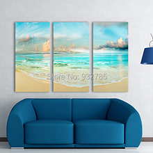 Quadro de parede com tela azul oceano, pintura a óleo abstrata moderna para sala de estar 2024 - compre barato